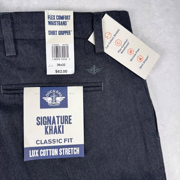 Dockers Mens Signature Classic Fit Flex Comfort Lux Stretch Pants Gray 36x32 NWT - Picture 8 of 11